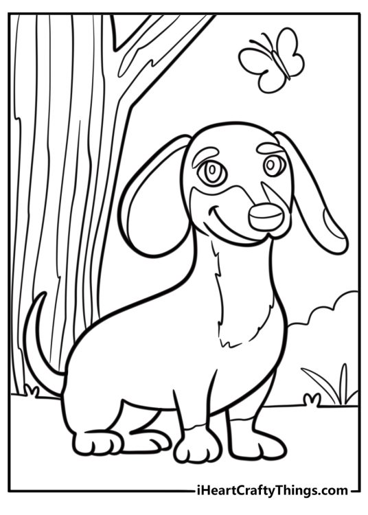 Dachshund Cartoon Character With A Big Smile