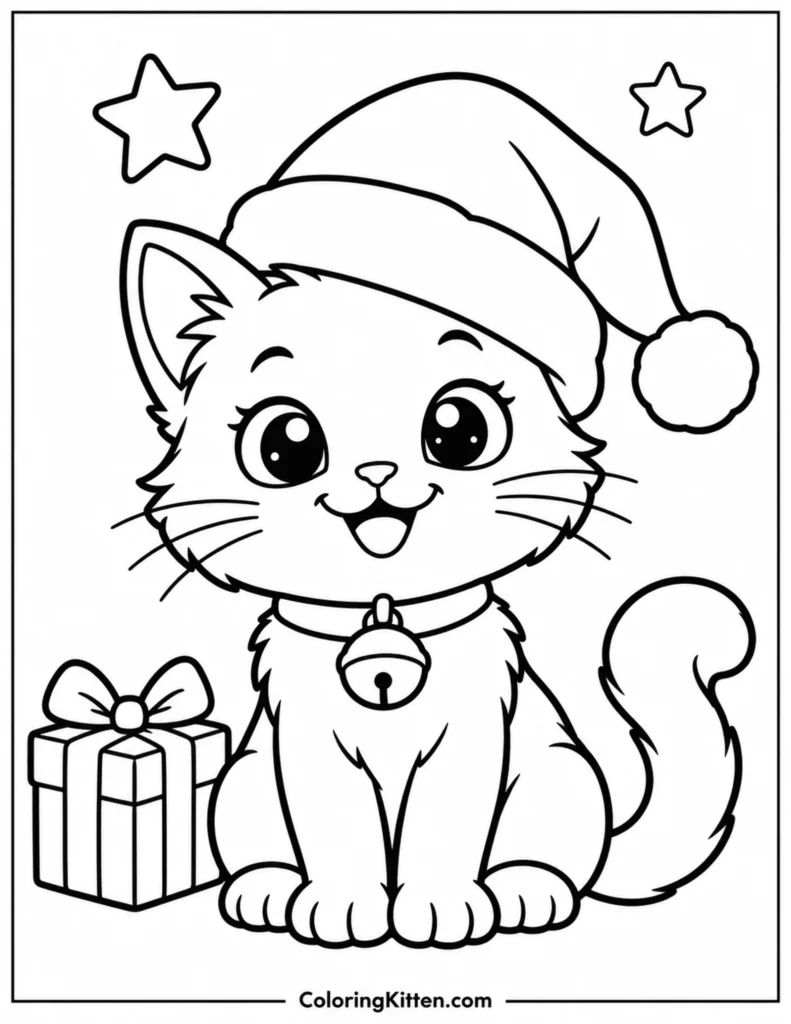 Christmas Cat Coloring Pages