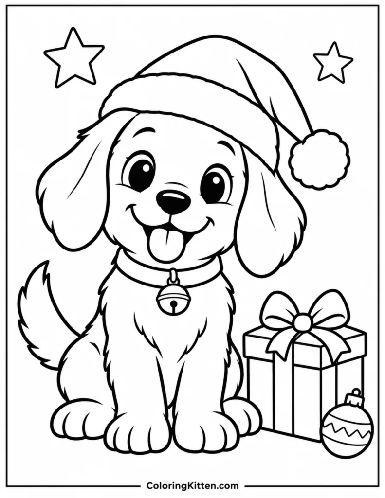 Christmas Dog Coloring Pages